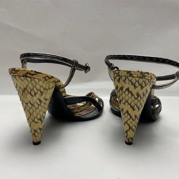 Miu Miu Snakeskin Print Leather Strappy Heels Size 38.5 - Picture 5 of 12